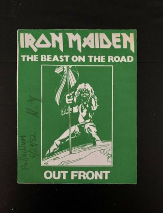 Iron Maiden Concert Pass Nyc Palladium 1982