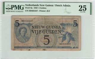 Netherlands Guinea 5 Gulden 1950 Indies Jez Pick 6 Indonesia Pmg Vf 25