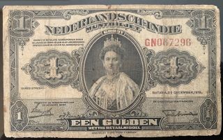 Netherlands Indies - Government 1919 Muntbiljet Issue 1 Gulden P100