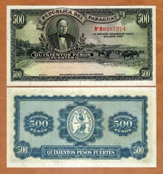 Paraguay,  500 Pesos,  L.  1923,  P - 163,  Unsigned,  Unc