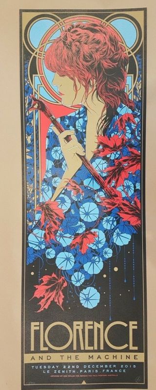 Florence And The Machine Paris 2015 Silkscreen Poster Art Ken Taylor Ltd Ed S/n