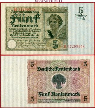 (com) Germany - Deutsche Rentenbank - 5 Rentenmark 2.  1.  1926 - P 169 - Unc