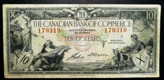 Mythology Series 1935 $10 Canadian Bank Of Commerce (canada Chartered Banknote)