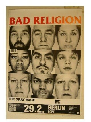 Bad Religion Poster Faces The Gray Race Concert