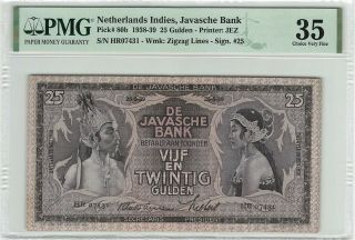 Netherlands Indies 25 Gulden 1939 Indonesia Pick 80b Pmg Choice Very Fine 35