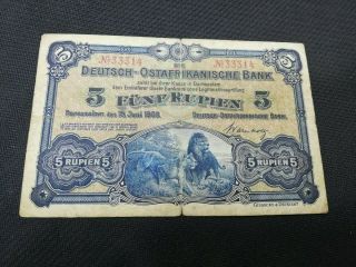 German East Africa Deutsch - Ostafrikanische Bank 5 Rupien 1905