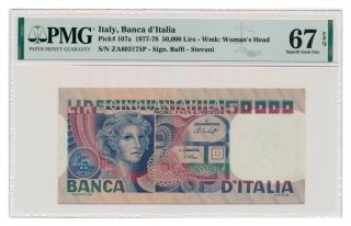 Italy Banknote 50.  000 Lire 1978 Pmg Ms 67 Epq Gem Uncirculated
