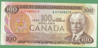 1975 Bank Of Canada $100 Dollars Note - Crow/bouey - Ajc7893219 - Unc