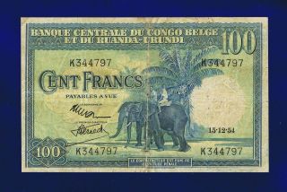 Belgian Congo 100 Francs 1954 Pic25b Vg/fine Es - 1