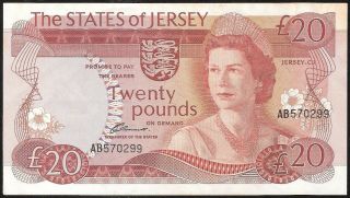 The States Of Jersey 20 Pounds (1976 - 1988) P:14a Vf