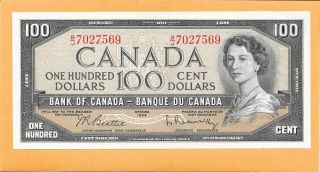 1954 Canadian 100 Dollar Bill B/j7027569 Crisp (circulated)