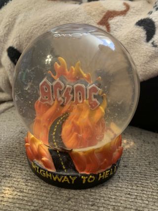 Ac/dc Highway To Hell Snow Globe W/ Floating Lightning Bolts