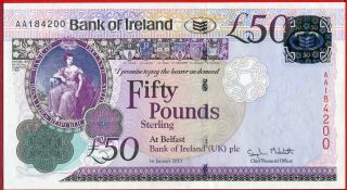 (com) NORTHERN IRELAND - BANK OF IRELAND 50 POUNDS 1.  1.  2013 - P 89 - UNC 2