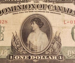 1917 Canada $1 (dominion Of Canada).  No Seal & Boville Signed.  Series K - R.