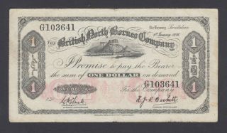 British North Borneo 1 Dollar 1936 F - Vf P.  28,  Banknote,  Circulated