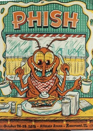 2018 Phish Allstate Rosemont,  Il (var Green) Poster By Phil Guy Burrito Breath