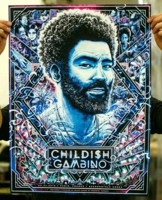 Childish Gambino Poster Miles Tsang Paris France 3/27/19 Blue Variant Kauai Cool