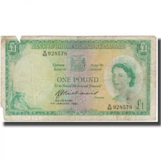 [ 576368] Banknote,  Rhodesia And Nyasaland,  1 Pound,  1961,  1961 - 01 - 04,  Km:21b