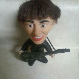 Beatles Vintage 1964 George Harrison Remco Doll Figure Doll W/ Guitar Instrument