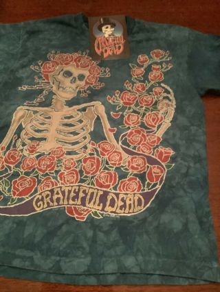 Grateful Dead 1994 Spring Tour T Shirt & Postcard Liquid Blue Size L