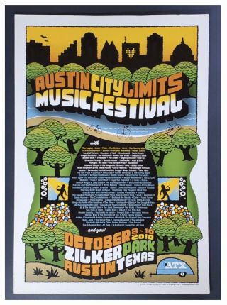 Austin City Limits 2010 Poster Eagles Phish Muse The Strokes Spoon