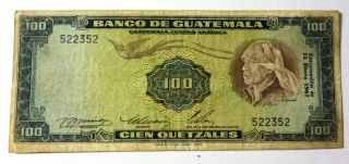 Guatemala Banknote 100 Quetzales,  Pick 57b Vf - 1967