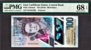 East Caribbean States Qeii Polymer $100 Nd 2019 P - Gem Unc Pmg 68 Epq