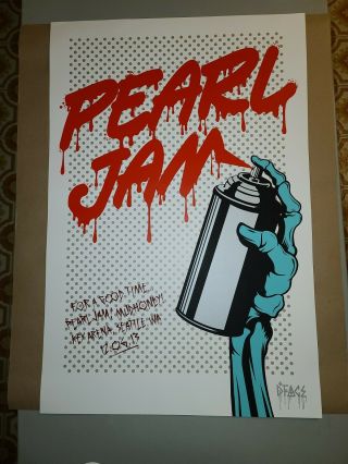 Pearl Jam Poster Seattle Wa Key Arena Dec 6 2013 Artist - D Face