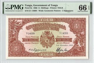 Tonga 1966 P - 9e Pmg Gem Unc 66 Epq 4/ - Shillings