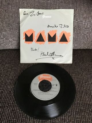 ‘mama’ Genesis Signed 7” Phil Collins Mike Rutherford Tony Banks