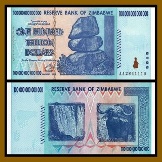 Zimbabwe 100 Trillion Dollars,  2008 P - 91 Aa Uncirculated (unc)