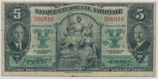 Banque Canadienne Nationale 5 Dollars 1935 396916 - F