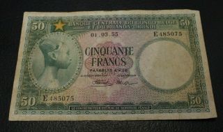 50 Francs P27a Banque Centrale Du Congo Belge Et Du Ruanda Urundi