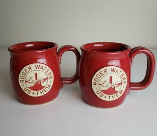 Roger Waters Us And Them Tour Vip Stoneware Mug Pink Floyd Set Of 2 Red Euc