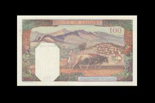 1945 French Algeria 100 Francs Africa Consecutive 1 Of 2 ( (gem Unc))