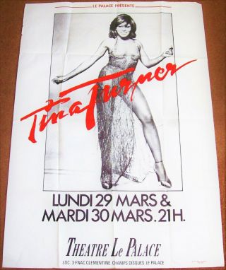 Tina Turner Concert Poster Mon & Tue 29th & 30th March 1982 Paris France