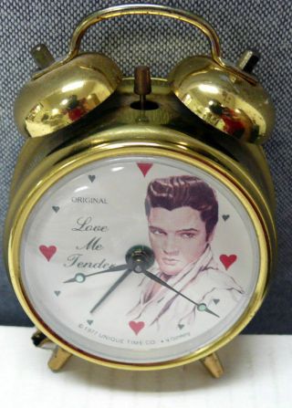 Elvis Presley Wind Up Alarm Clock 1977 Love Me Tender Made In Wgermany Pre - Owned