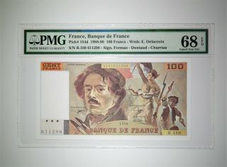 France 1988 - 90 100 Francs Banque de France PMG Gem 68 EPQ 3