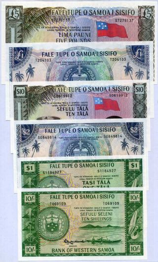 Western Samoa Set 6 Unc 10 Shillings 1 5 Pounds Tala 2020 Official Reprint