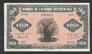 French West Africa 100 Francs 1942 P.  31a Uncirculated Serie : E103