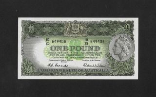 Unc Sign.  Coombs - Wilson 1 Pound 1953 Australia England
