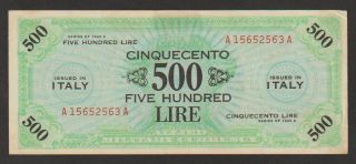Italy,  500 Lire Banknote,  " Allied Military Currency " 1943,  Choice Extra Fine,  Cat M22