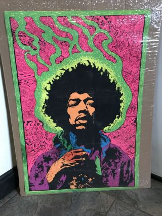 Vintage Jimi Hendrix Blacklight Poster 1960 