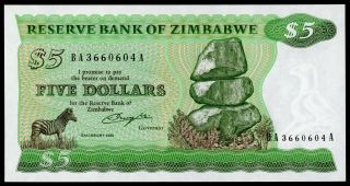 Zimbabwe 5 Dollars 1980 Unc Rare P - 2a (q - 017)