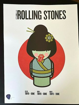 Rolling Stones 14 On Fire Tour 2014 Tokyo Dome 3 Japan /500 Litho Poster Print