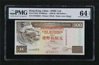 1998 - 99 Hong Kong China - Hsbc Ltd Pick 204d 500 Dollars Pmg 64 Epq Choice Unc