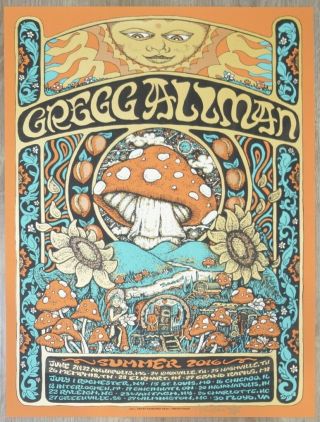 2016 Gregg Allman - Summer Tour Silkscreen Concert Poster A/p By Nathaniel Deas