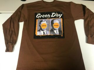 Green Day Large Nimrod Japan Australia Tour Shirt Long Sleeve 1998 Brown