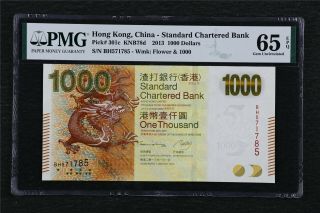 2013 Hong Kong China - Standard Chartered Bank 1000 Dollars Pick 301c Pmg65epq Unc