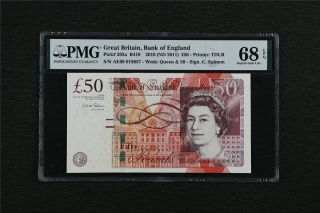 2010 Great Britain Bank Of England 50 Pounds Pick 393a Pmg 68 Epq Gem Unc
